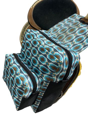 Showman Gray Blue Aztec Print Nylon Horn Bag #2